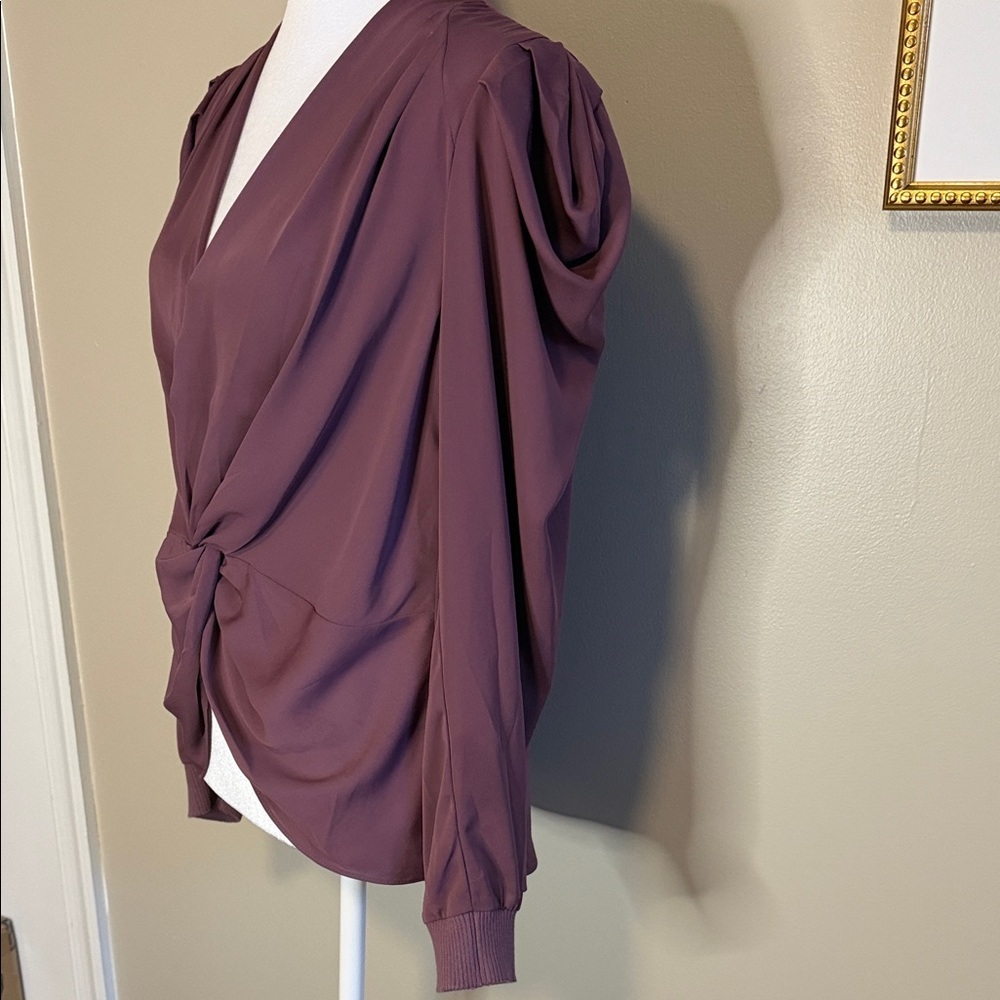 Current Air XS Elegant‎ Plum Twist-Front Blouse NWT - Picture 2 of 8